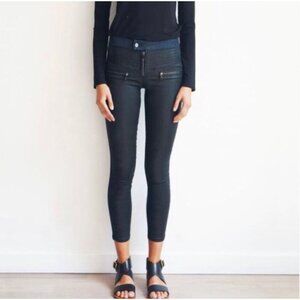 Schoen by Yu The Womens Icon Moto Skinny Jean Denim Size 26 in Carbon Indigo